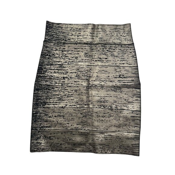 BCBGMaxAzria Womens Metallic Gold & Black Patterned Skirt S - Picture 7 of 9